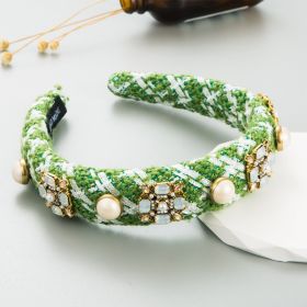 Korean Ins Headband Classic Style Color Glass Drill Pearl Hair Accessories